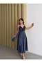 Women's Plaid Lace Piece Back Gipeli Dress Blue - 2