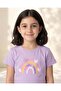 Girls Lilac Placement Print T-Shirt - 4