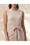 Women Beige Textured Midi Dress - 4