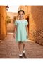 Girls Green Lace Neck Sleeveless Dress - 5
