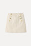 Women's Beige Button Detailed A-Form Mini Skirt - 4