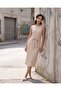 Women Beige Textured Midi Dress - 5