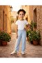 Girls Blue Schiffli Trouser with Bow Detail - 5