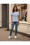 Women Pale Blue Stitch Graphic Oversized T Shirt - 5