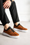 Orion Genuine Leather Men's Lace-Up Thick Sole Casual Tan Sneakers - 2