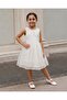 Girls White Textured Party Dress - 5