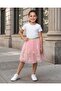 Girls Pink Embroidered Mesh Skirt - 5