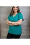 Plus Size Premium Cotton Pack Pearl Embellished Short Sleeve Relaxed Fit V-Neck Blouse - 3