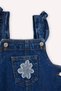 G8152A5Nm34 Blue Embroidered Salopet Jean Dress for Baby Girl - 2