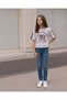 Senior Girls Grey Placement Print Oversize T Shirt - 5