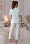 Pijapi̇a Mo Modal Umaş Bicycle Collar Short Sleeved Women's Capri Pajama Set 2930 - 4