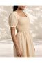 Women Beige Plain Knitted Casual Dress - 4