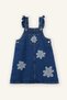 G8152A5Nm34 Blue Embroidered Salopet Jean Dress for Baby Girl