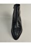 Women's Genuine Leather Black Crocodile Heeled Boots - 4