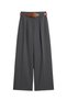 Women's Belt Pack Trousers Wide Leg Straight Smoked Women's Trousers - 4