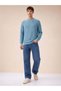 Textured Full Sleeve Regular Fit Sky Blue T-shirt - 5