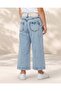 Girls Blue Wide Leg Jeans With Belt - 3