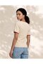 Women Beige Placement Print Rib T Shirt - 3