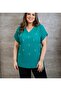 Plus Size Premium Cotton Pack Pearl Embellished Short Sleeve Relaxed Fit V-Neck Blouse - 7