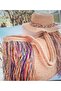 Paper Rope Knitted Colorful Tasseled Women's Beach Bag Hat Set, Beach Accessory - 2