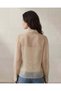 Women Cream Sheer 3D Floral Detail Shirt Blouse - 3