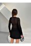 Women's Black V-Neck Lace Detailed Blouse Frv11 - 7