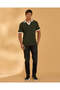 Men Olive Jacquard Collar Polo T-Shirt - 2