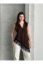 Women's Lace Pack Asymmetrical Cut Stylish Vest Blouse - Brown