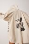 Women's Cream Hooded Printed Linen Jacket Nj129 - 4