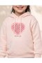 Girls Pink Heart Print Hooded Sweathirt - 4