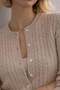 Dark Beige Cotton Blend Transitional Women's Knitwear Cardigan - 2
