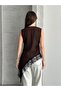 Women's Lace Pack Asymmetrical Cut Stylish Vest Blouse - Brown - 5
