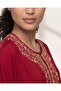 Women Red Embroidered Kaftan Nightgown - 4