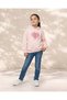 Girls Pink Heart Print Hooded Sweathirt - 2