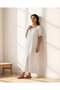 Women White Puff Sleeve Long Nightgown - 5