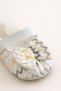 Baby Girl Ballet Flats - Booties, Lace Fabric Velcro Bow Detail , Non-Slip Underlay Pack First Step Shoes - 4