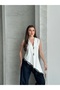 Women's Lace Pack Asymmetrical Cut Stylish Vest Blouse - White