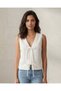 Women Ivory Textured Embroidered Waistcoat
