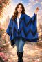 Women's winter double-sided poncho shoulder 140x140 - 2