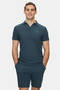 Felipe Navy Blue Polo Collar Crinkle Lightweight Fabric Metal Logo Standard Fit Men's Tshirt