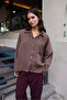 Striped Brown Oversized Shirt - 4