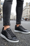 Men's Black Casual Sneakers Lace-Up Daily Comfortable Sports Shoes - 4