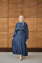 Women's Cape with Side Scarf Detail, Navy Blue - 5