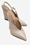 Beige Leather Pointed Toe Wedge Heel Open Back Women's Shoes Luigi - 2