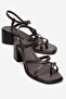 Lavish Brown Genuine Leather Women's Block Heel Piece Set Sandals