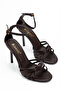Women's Brown Leather Round Toe Knot Detailed Heels Sandals