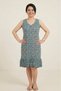 Comfortable Fit Floral Print Striped Ruffled V-Neck Cotton Zero Sleeve Summer Casual Midi Length Dress