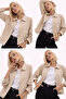 سترة نسائية من Stone Oversize Basic قماش غبردين موسمي بتفاصيل مشبكية داخلية C بجيوب - 2