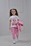 Girl's Ballerina Pattern Seasonal Short Sleeve Thort Cardigan Tracksuit Top and Bottom Set One Size Large Available - 2