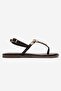 Marea Brown Genuine Leather Flip Flops Gold Buckled Women's Sandals - 4